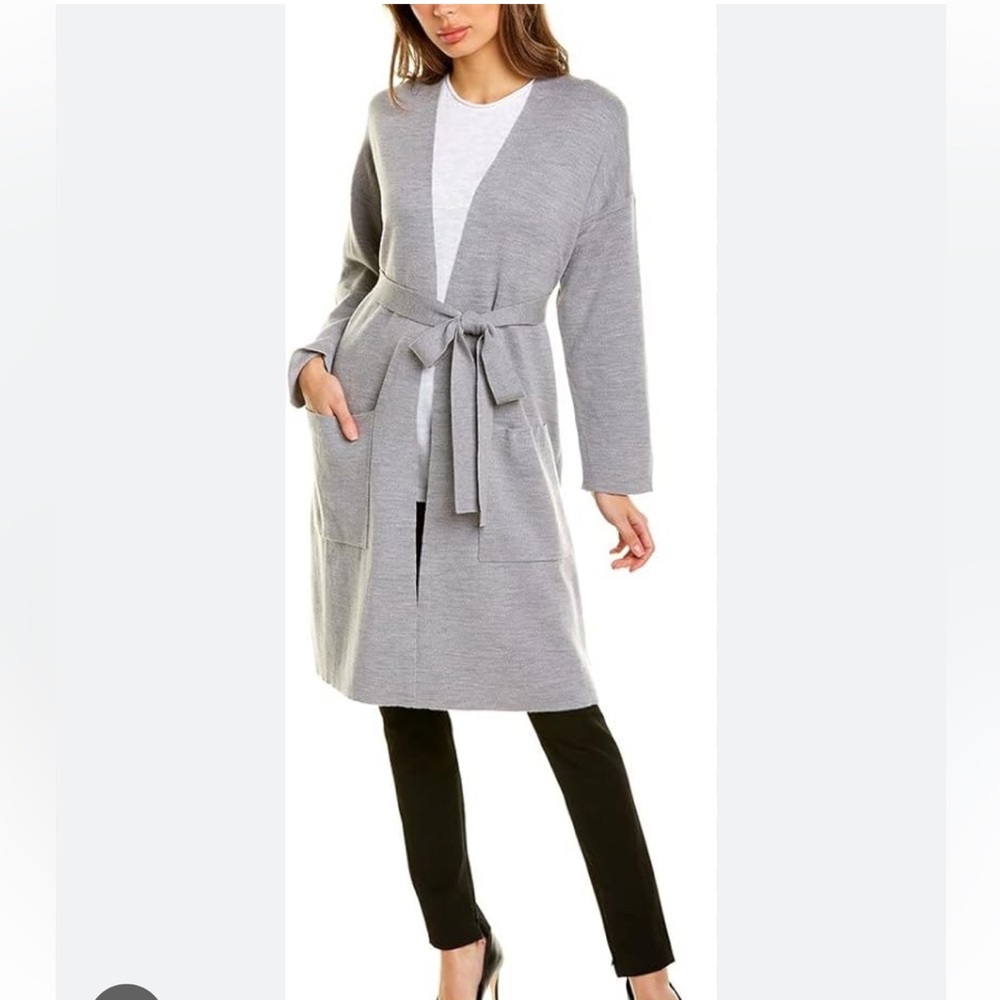 Eileen Fisher Women’s Merino Wool Belted Long Cárdigan Sweater Size Large
